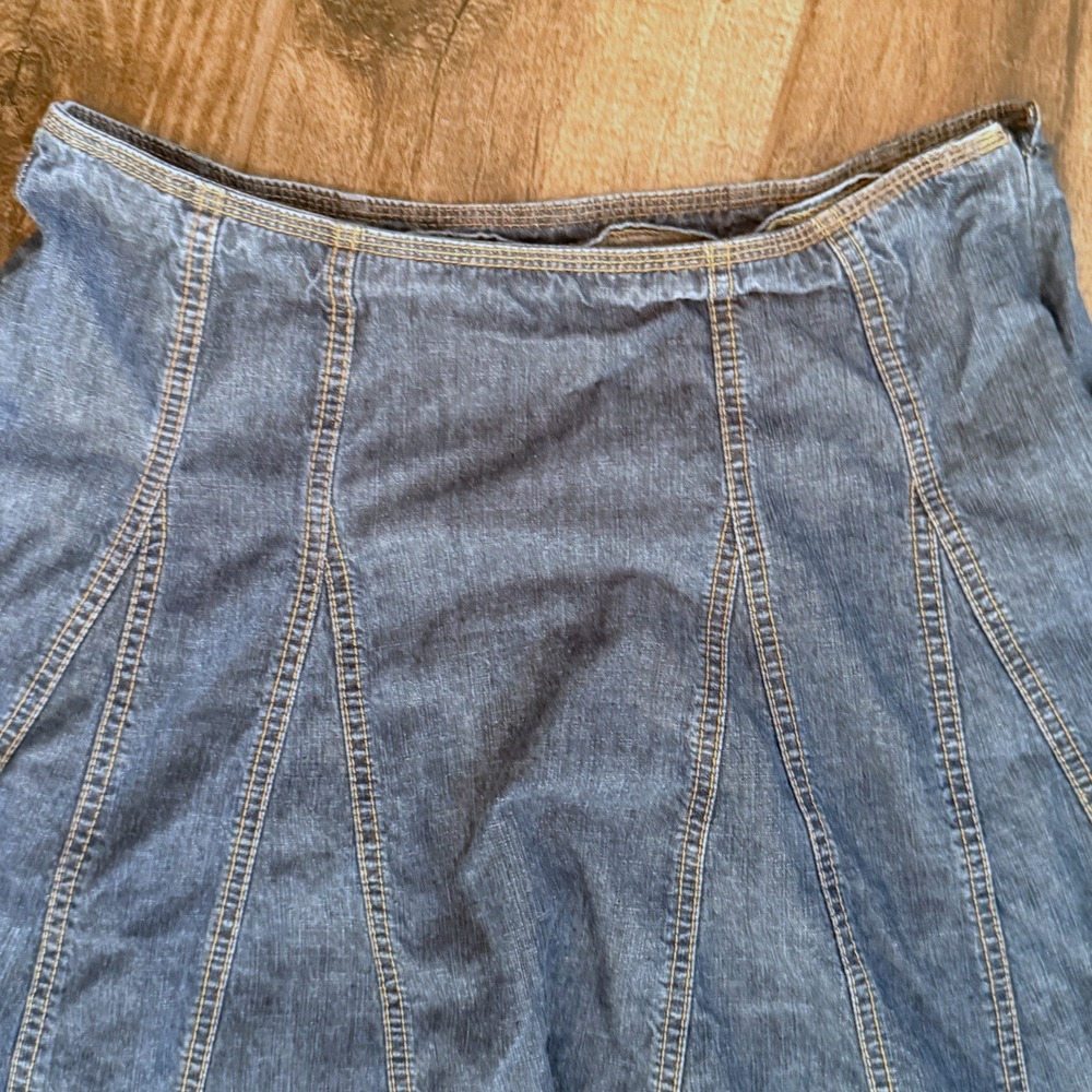GAP Y2K Womens Denim Paneled Contrast Stitch Flared A-Line Skirt,Medium Wash, 8 - Picture 3 of 7